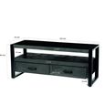 Norris TV Unit - 2 Drawer - 120cm - Small - Charcoal - Rustic Mango Wood