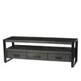 Norris TV Unit - 3 Drawer - 150cm - Medium - Charcoal - Rustic Mango Wood