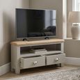 Windermere Painted Corner TV Unit - 2 Drawer - Oyster Grey