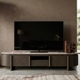 Langford Curved TV Cabinet - 2 Door - 220cm - Large - Brown - Ceramic and Oak