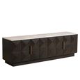 Claremont Dark Wood Extra Large Geometric TV Unit with Travertine Top