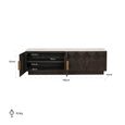 Claremont Dark Wood Extra Large Geometric TV Unit with Travertine Top