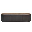 Russo Curved Fluted TV Cabinet - 4 Door - 200cm - Large - Ash Brown - Travertine Top