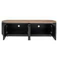 Russo Curved Fluted TV Cabinet - 4 Door - 200cm - Large - Ash Brown - Travertine Top