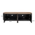Russo Curved Fluted TV Cabinet - 4 Door - 200cm - Large - Ash Brown - Travertine Top