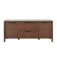 Willow TV Unit - 2 Door - 2 Drawer - Tobacco Walnut and Beige - Wood and Marble Effect
