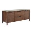 Willow TV Unit - 2 Door - 2 Drawer - Tobacco Walnut and Beige - Wood and Marble Effect