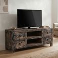 Alicante TV Unit - 4 Drawer - 130cm - Small - Black - Distressed Pine Wood