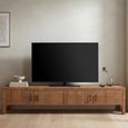 Lisboa Low TV Unit - 4 Door - 240cm - Extra Large - Rustic - Natural - Teak Wood