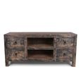 Alicante TV Unit - 4 Drawer - 130cm - Small - Black - Distressed Pine Wood