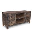 Alicante TV Unit - 4 Drawer - 130cm - Small - Black - Distressed Pine Wood