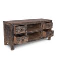 Alicante TV Unit - 4 Drawer - 130cm - Small - Black - Distressed Pine Wood