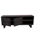 Dalston Carved TV Unit - 2 Door - 160cm - Medium - Black - Teak Wood