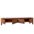 Lisboa Low TV Unit - 4 Door - 240cm - Extra Large - Rustic - Natural - Teak Wood
