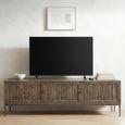 Tacca Carved TV Unit - 3 Door - 180cm - Medium - Brown - Distressed Wood and Metal