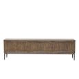Tacca Carved TV Unit - 3 Door - 180cm - Medium - Brown - Distressed Wood and Metal