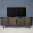 Industrial Curved Ribbed TV Cabinet - 4 Door - 150cm - Medium - Grey - Metal