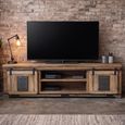 Jupiter Industrial Low TV Cabinet - 2 Sliding Door - 160cm - Medium - Mango Wood