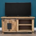 Jupiter Industrial TV Cabinet - 1 Sliding Door - 110cm - Compact - Mango Wood