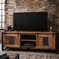 Jupiter Industrial TV Cabinet - 2 Sliding Door - 160cm - Medium - Mango Wood and Metal