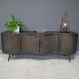 Industrial Curved Ribbed TV Cabinet - 4 Door - 150cm - Medium - Grey - Metal