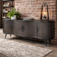 Industrial Curved Ribbed TV Cabinet - 4 Door - 150cm - Medium - Grey - Metal