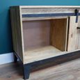 Industrial TV Cabinet - 2 Sliding Door - 160cm - Medium - Mango Wood and Metal