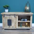 Jupiter Industrial TV Cabinet - 1 Sliding Door - 110cm - Compact - Mango Wood