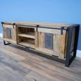 Jupiter Industrial TV Cabinet - 2 Sliding Door - 160cm - Medium - Mango Wood and Metal