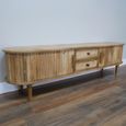 Curved Fluted TV Cabinet - 2 Door - 180cm - Medium - Mango Wood