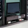 Heritage TV Unit - 2 Drawer - Large - Glass Top - Dark Velvet Birch High Gloss