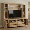 Treviso Oak TV Unit with Bookcase - 2 Door - 220cm - Large