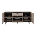Claire TV Unit - 3 Door 1 Drawer - Large - Pearl Line Eco Veneer High Gloss and Black