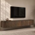 Elvano Curved Floating TV Unit - 4 Door - 180cm - Medium - Wall Mounted - Malta - Mango Wood