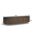Elvano Curved Floating TV Unit - 3 Door - 140cm - Medium - Wall Mounted - Malta - Mango Wood