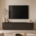 Rivano Oak Curved Floating TV Unit - 3 Door - 180cm - Medium - Wall Mounted - Basalt