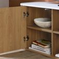 Russo Curved TV Cabinet - Fluted Base - 1 Door - 110cm - Compact - White and Natural - Marble Top and Wooden