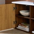 Russo Curved TV Cabinet - Fluted Base - 1 Door - 110cm - Compact - White and Walnut - Marble Top and Wooden