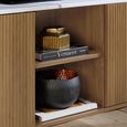 Russo Curved TV Cabinet - Fluted Base - 2 Door - 140cm - Medium - White and Natural - Marble Top and Wooden