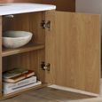 Russo Curved TV Cabinet - Fluted Base - 2 Door - 140cm - Medium - White and Natural - Marble Top and Wooden