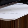 Russo Curved TV Cabinet - Fluted Base - 2 Door - 140cm - Medium - White and Walnut - Marble Top and Wooden