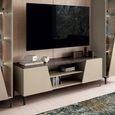 Fidia Italian Fluted TV Unit - 2 Door - Large - Emperador Taupe - Marquinia Marble Effect