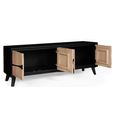 Boho TV Cabinet - 4 Door - 170cm - Large - Geometric Design - Natural and Black - Mango Wood