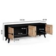 Boho TV Cabinet - 4 Door - 170cm - Large - Geometric Design - Natural and Black - Mango Wood