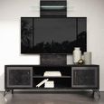 Krystal Italian TV Unit - 2 Door - Large - Medblue Birch Gloss
