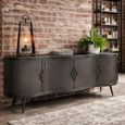 Industrial Curved Ribbed Grey Metal 150cm 4 Door Medium TV Cabinet thumbnail