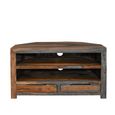 Cube Goa Petite TV Unit - 2 Drawer - 100cm - Compact - Rustic Sheesham