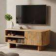 Sindhu Natural Mango Wood 110cm 1 Door Compact Curved TV Unit thumbnail