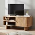 Sindhu Natural Mango Wood 110cm 1 Door Compact Curved TV Unit thumbnail 2