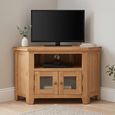 Melbourne Natural Oak 105cm 2 Door Compact Corner Glazed TV Unit thumbnail